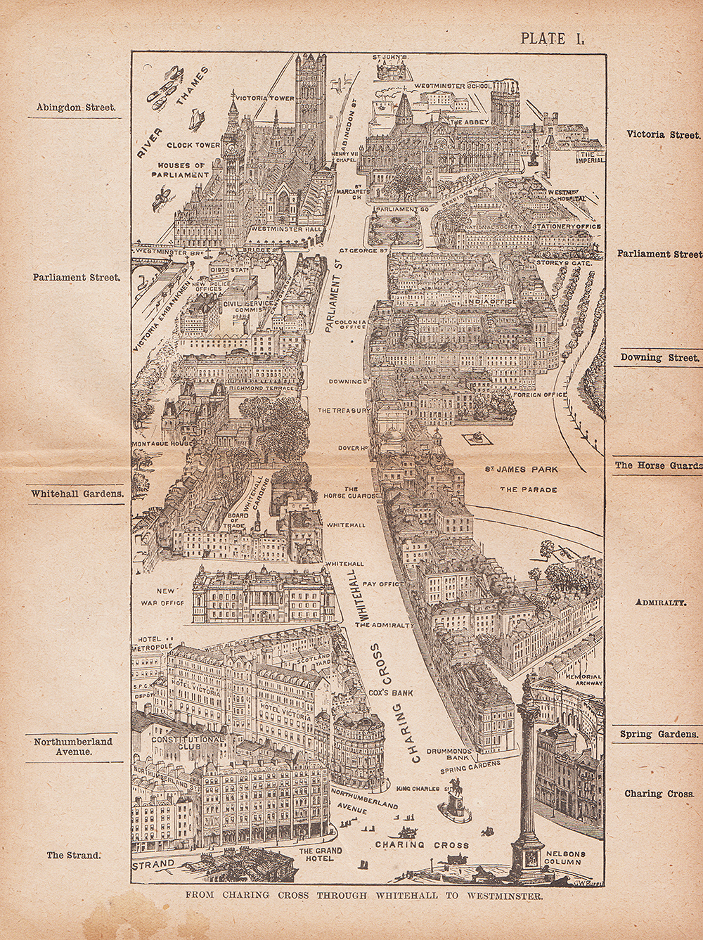 From Charing Cross through Whitehall to Westminster