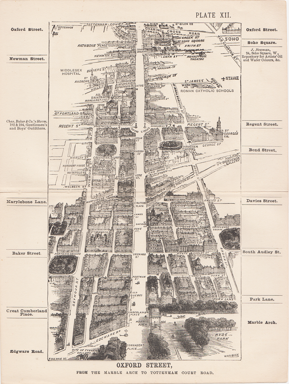 Oxford Street from the Marble Arch to Tottenham Court Road  Plate XII