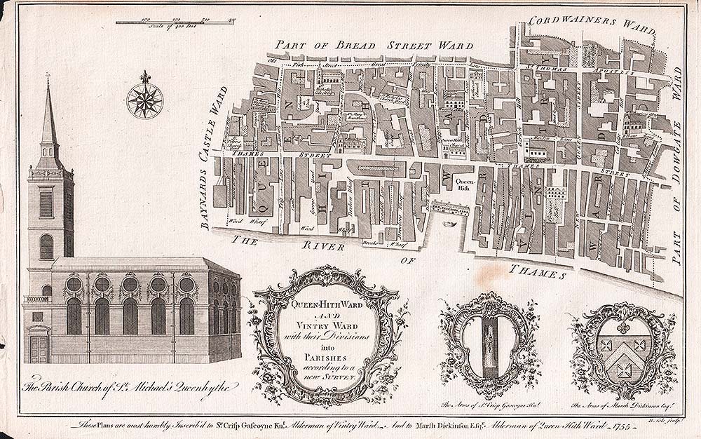 Queen Hith Ward and Vintry Ward with their Divisions into Parishes according to a new Survey