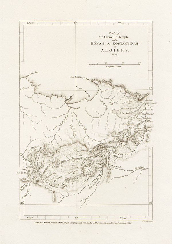 Route of Sir Grenville Temple from Bónah to Kostantinah in Algiers 1838