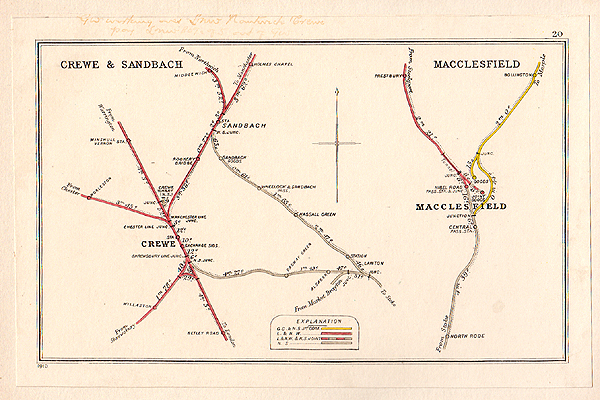 Pre Grouping railway junction around Crewe & Sandbach Macclesfield