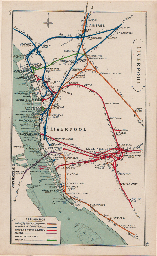 Pre Grouping railway junction around Liverpool