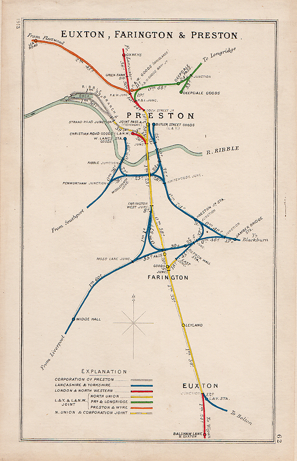 Railway Junctions in Euxton Farington & Preston pre grouping 