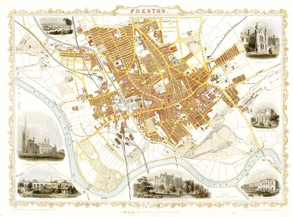 Preston  -  Town Plan by J Rapkin