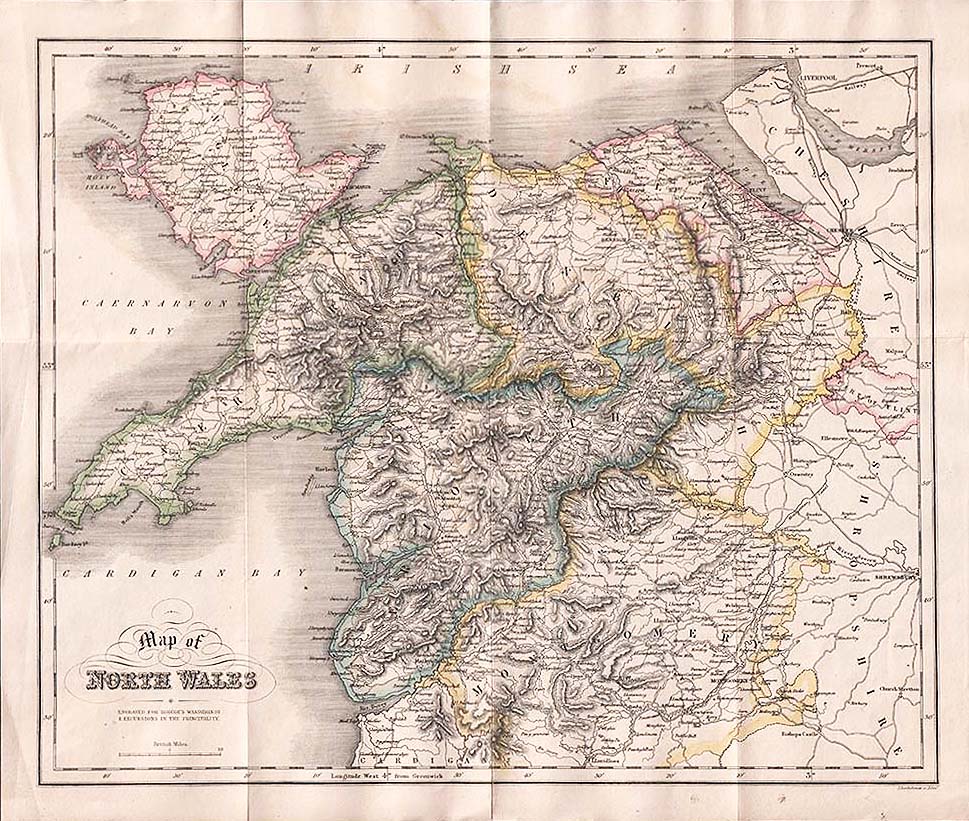 Map of North Wales engraved for Roscoe's Wanderings & Excursions in the Principality