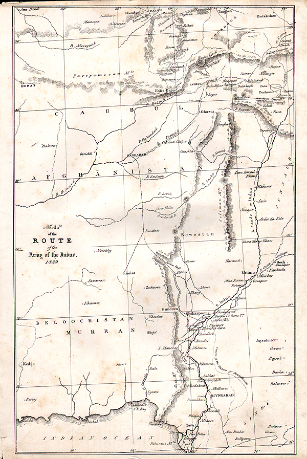 Map of the Route of the Army of the Indus 1839