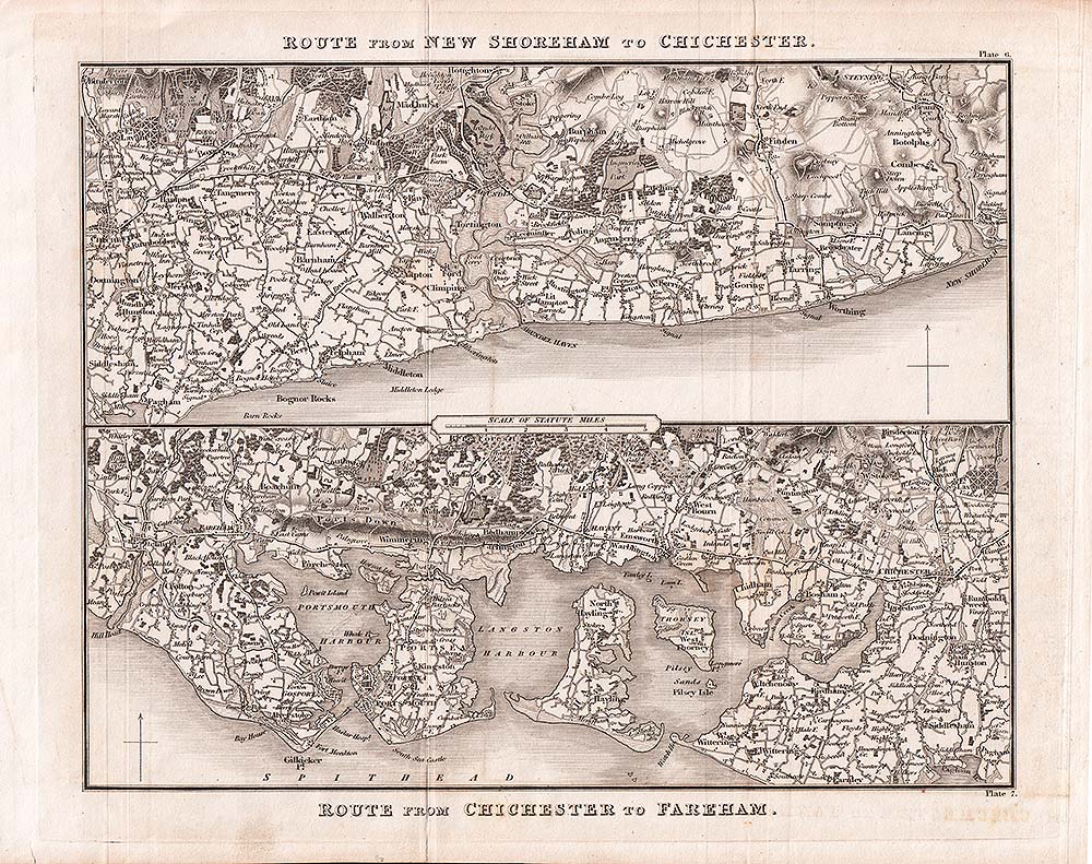 Route from New Shoreham to Chichester and from Chichester to Fareham