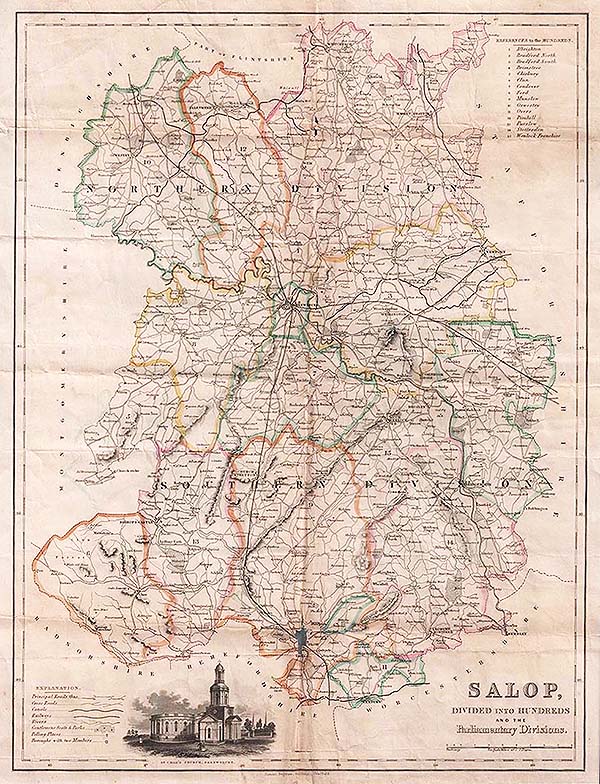 Salop Divided into Hundreds and the Parliamentary Divisions