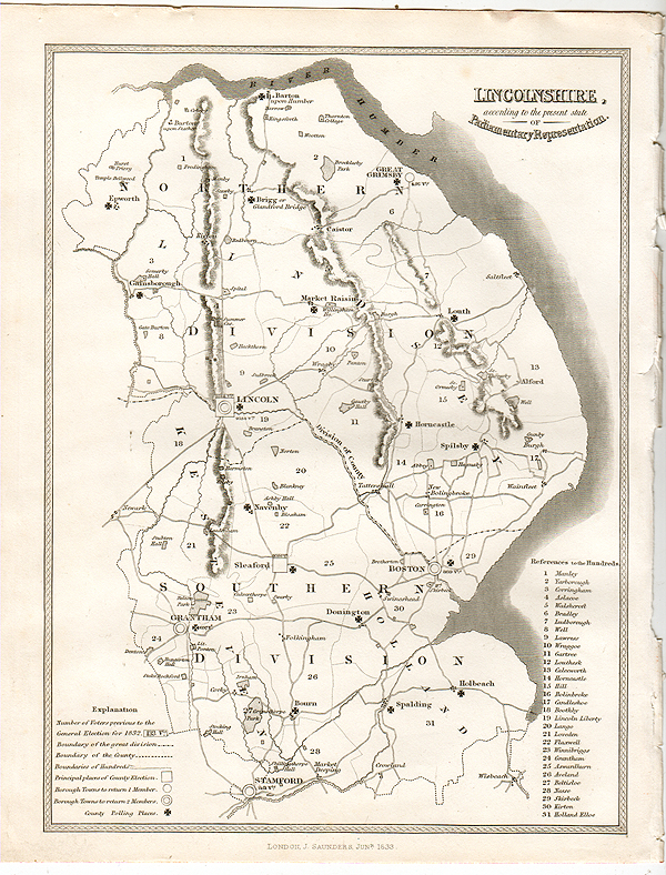  'Lincolnshire according to the present state of Parliamentary Representation'