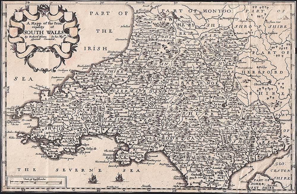 A Mapp of the Principality of South Wales by Richard Blome by his Mayties especiall Command