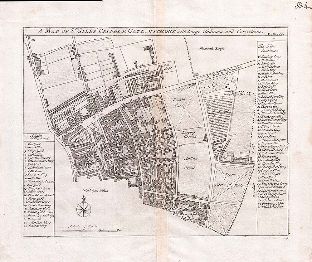 A Map of St Giles's Cripple Gate Without with large additions and corrections