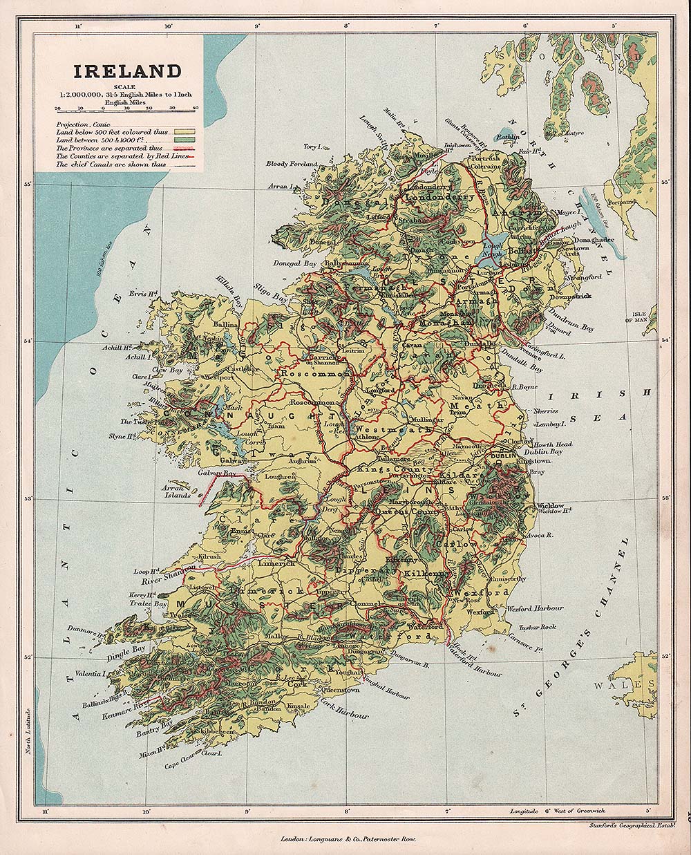 Ireland  -  Stanford's Geographical Establishment