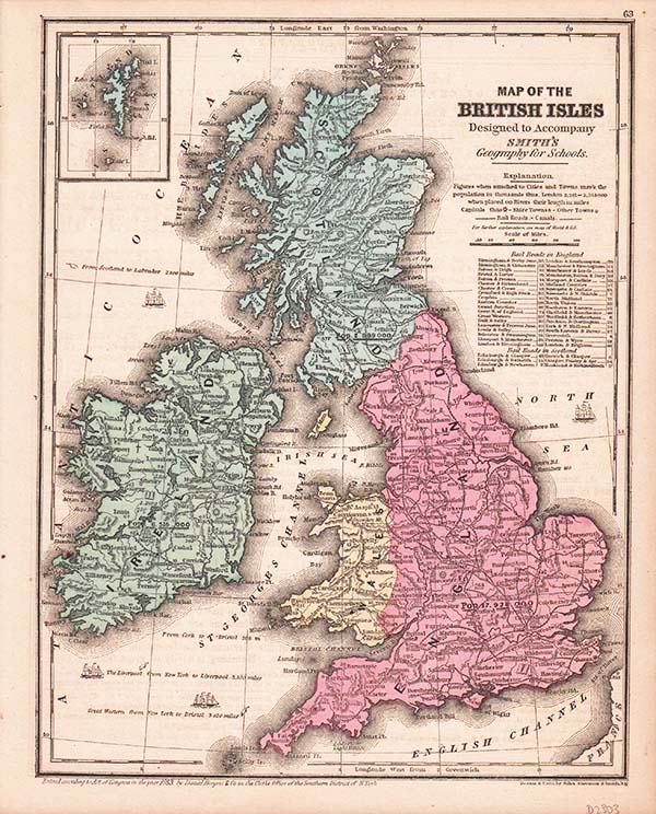 Map of the British Isles Designed to Accompany Smiths Geography for Schools