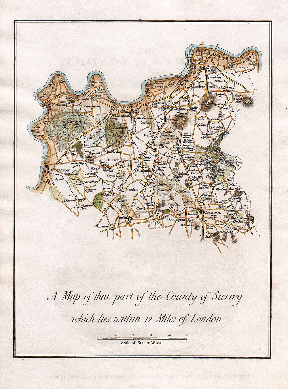 A Map of that part of the County of Surrey which lies withing 12 Miles of London
