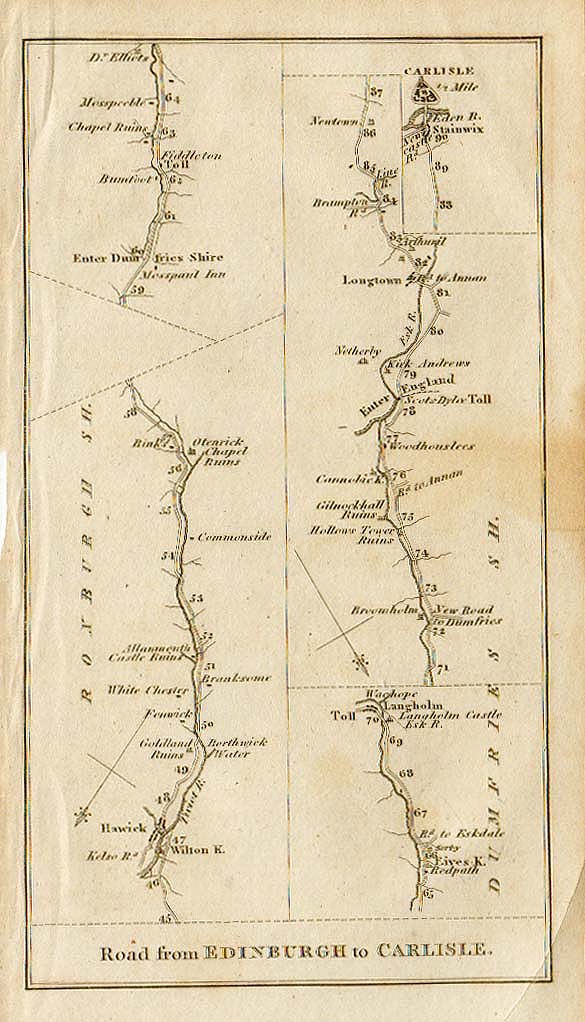 Road from Edinburgh to Carlisle  -  Travellers Guide through Scotland and its Isles