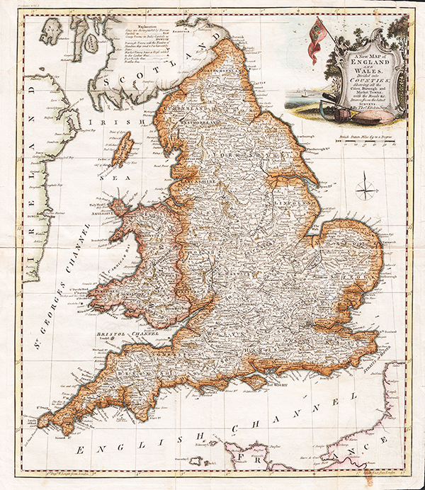 A New Map of England and Wales Divided into Counties - Thomas Kitchin 