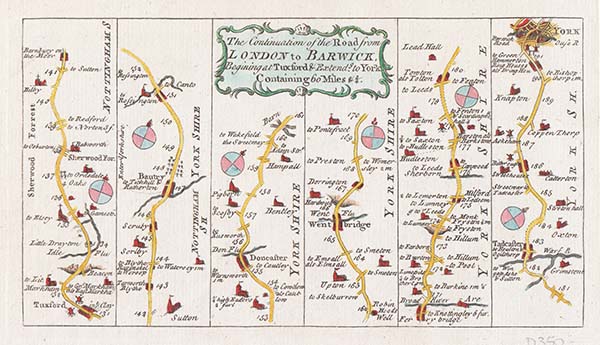 Thomas Kitchin  -  The Continuation of the Road from London to Barwick Begining at Tuxford & Extendg to York