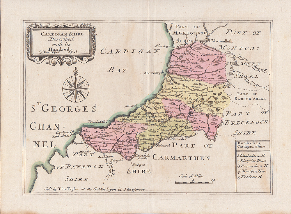 Cardiganshire Described with its Hundreds by Tho: Taylor  1718