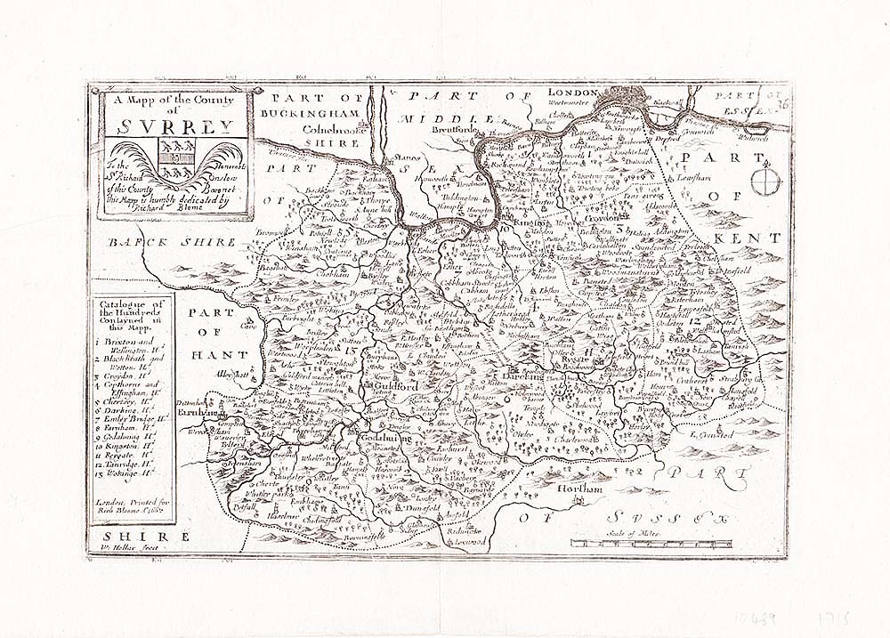 'A Mapp of the county of Surrey'  by Richard Blome - Thomas Taylor - Wenceslaus Hollar