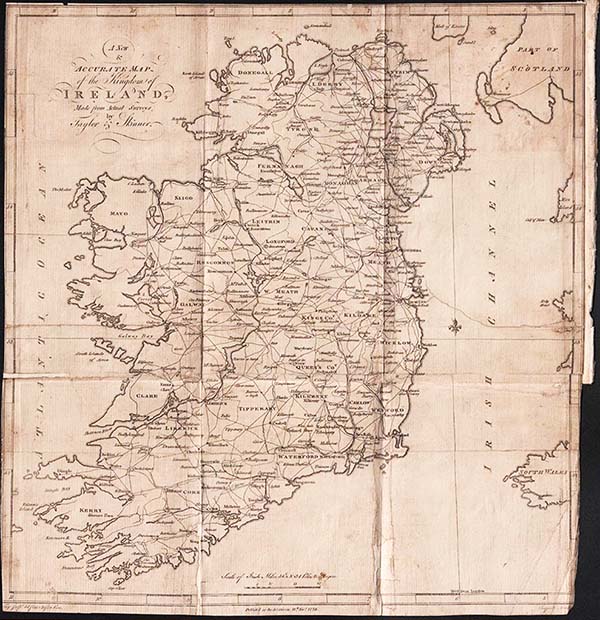 A New & Accurate map of the Kingdom of Ireland Made from Actual Surveys by Taylor & Skinner 