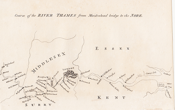 Course of the River Thames from Maidenhead bridge to the Nore 
