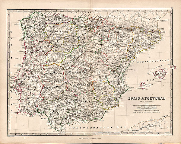 Spain & Portugan by Keith Johnston FRSE