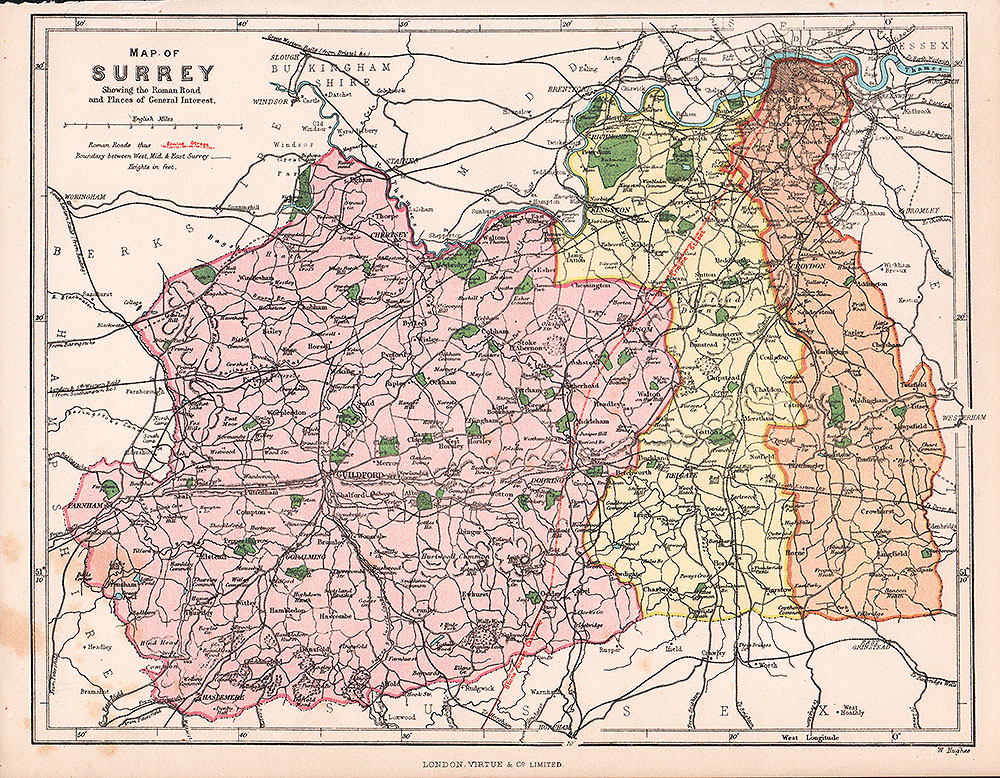 Surrey | Speed | Saxton | Town Plan | antique prints maps