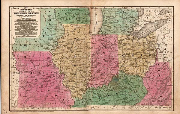 Map of the chief part of the Western States and part of Virginia Engraved to illustrate Mitchell's school and family geography 