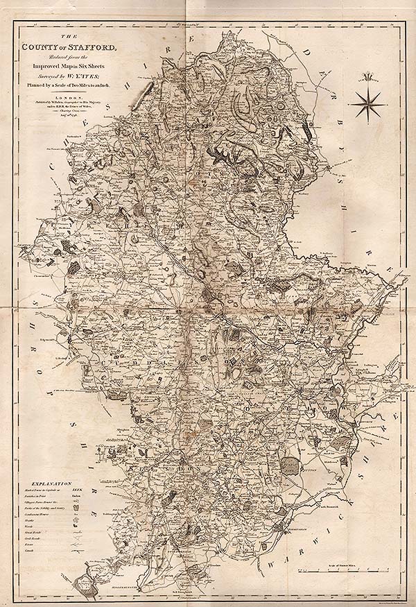 The County of Stafford Reduced from the Improved Map in Six Sheets Surveyed by W Yates