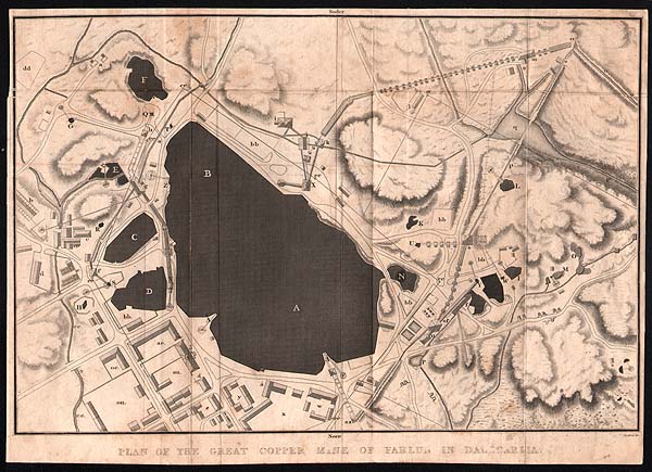 Plan of the great copper mine of Fahlun in Dalecarlia : shewing the situation of all the outworks buildings &c