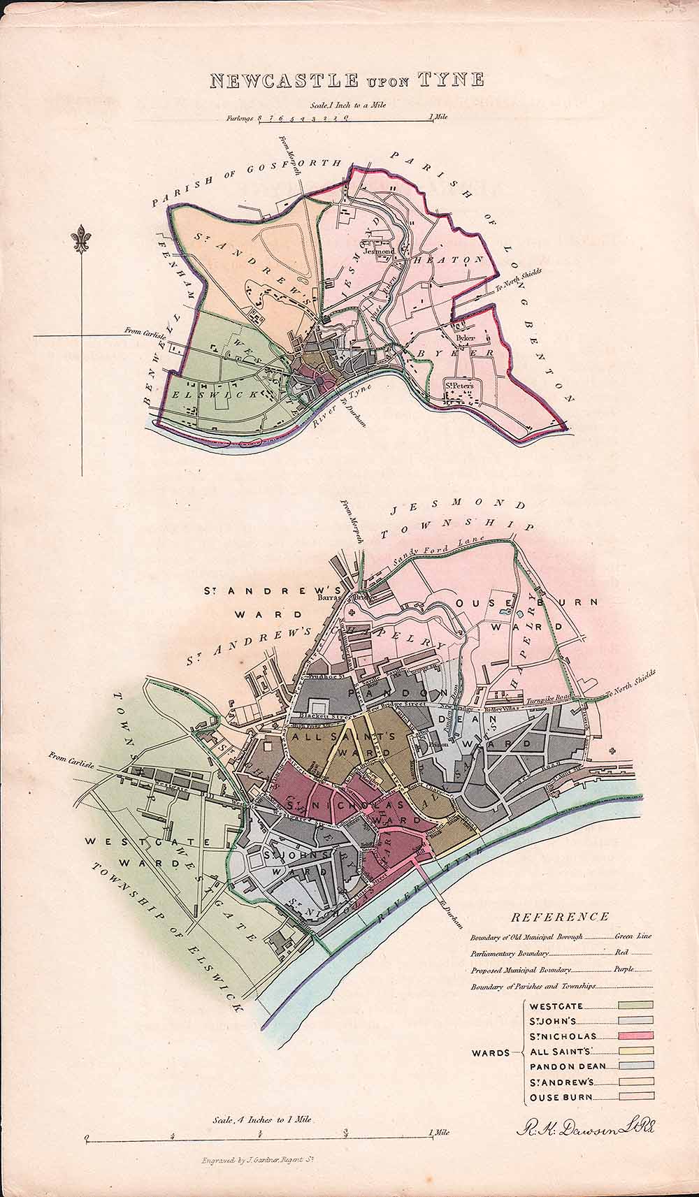 Newcastle upon Tyne Town Plan - RK Dawson 