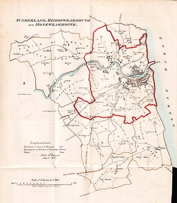 Sunderland Bishopwearmouth and Monkwearmouth Town Plan - RK Dawson 