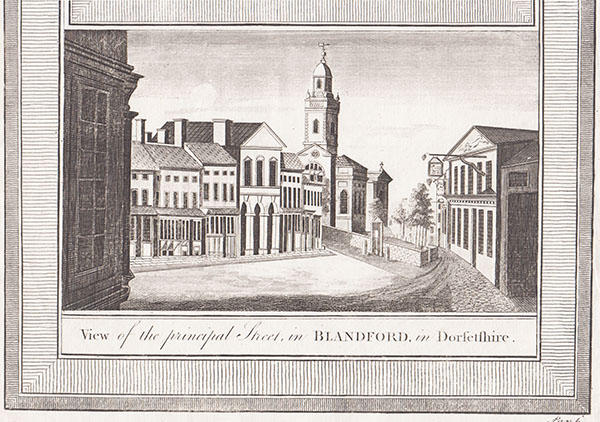 View of the principal Street in Blandford in Dorsetshire