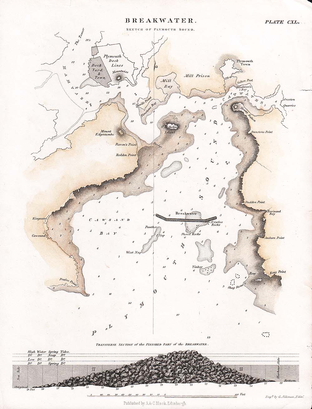 Breakwater.  Sketch of Plymouth Sound.