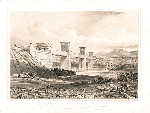 The Britannia Tubular Bridge over the Menai Straits R Stephenson Esq  MP  Engineer