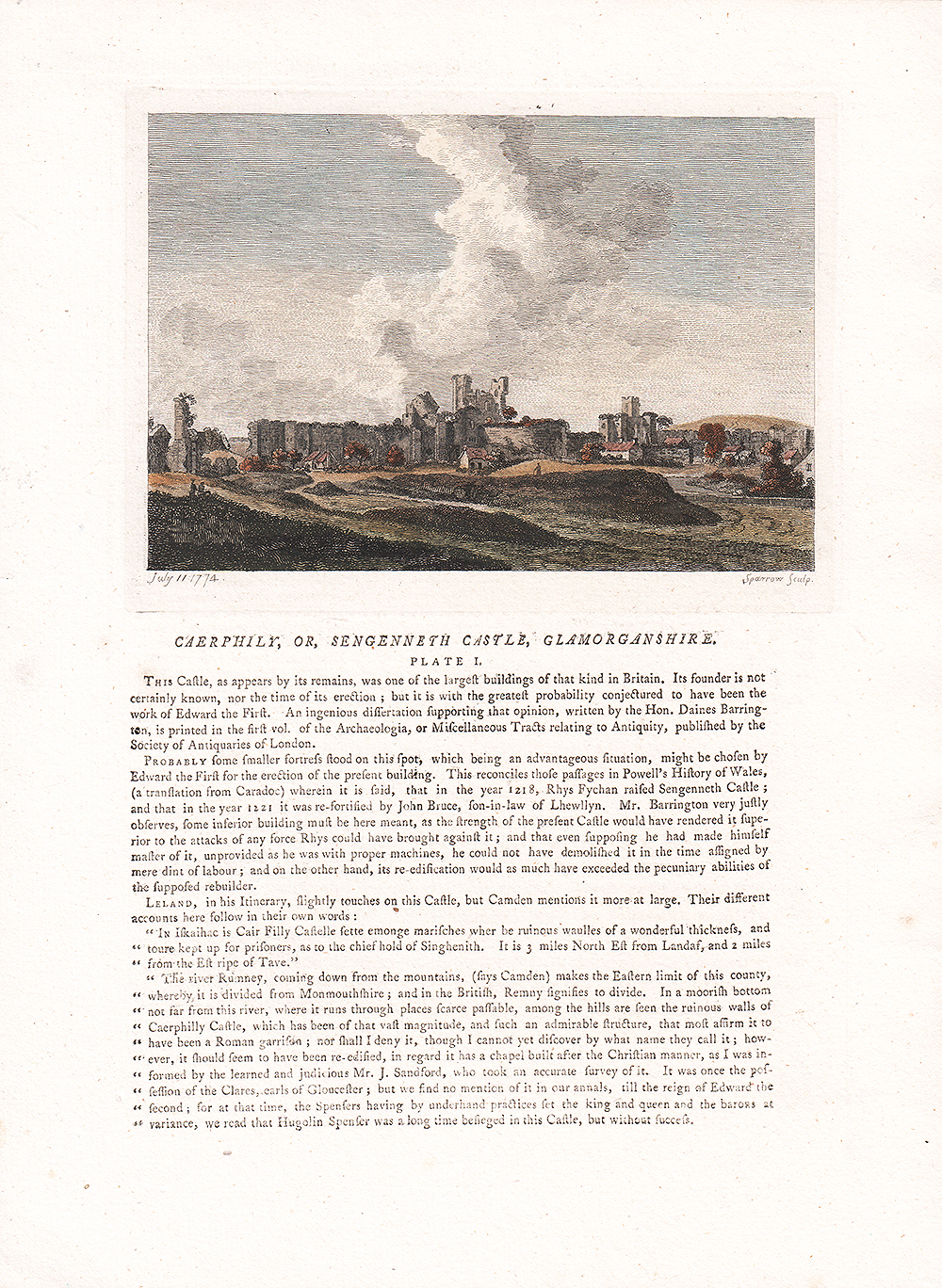 Caerphily or Sengenneth Castle Glamorganshire  Plate 1