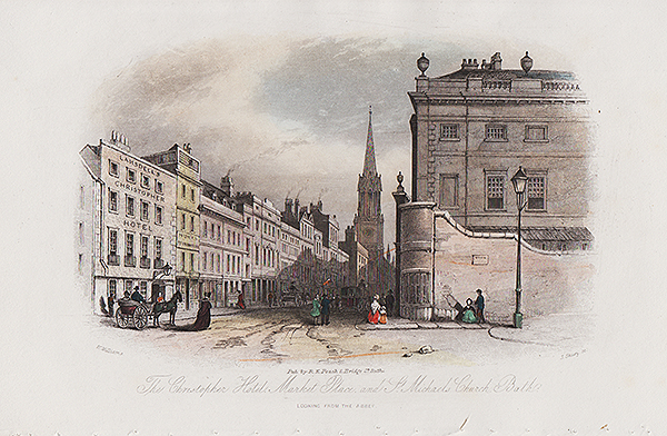 The Christopher Hotel Market Place and St Michael's Church Bath  Looking from the Abbey