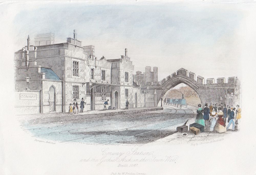 Conway Station and the Gothic Arch in the Town Wall. Built 1847.