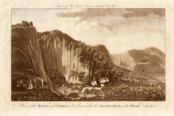 A View of the Rocks and Cavern at Castleton called the Devil's Arse in the Peak Derbyshire