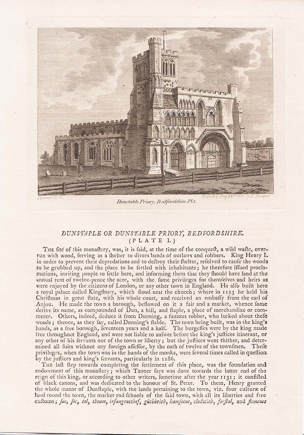 Dunstaple or Dunstable Priory Bedfordshire Plate I 