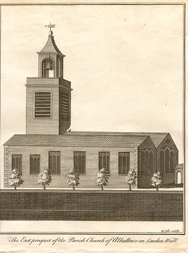 The East Prospect of the Parish Church of Alkhallows on London Wall