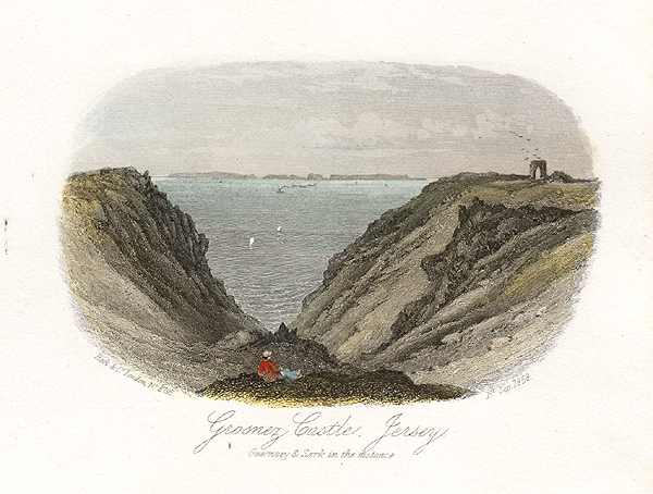 Groznez Castle Jersey  Guernsey & Sark in the distance