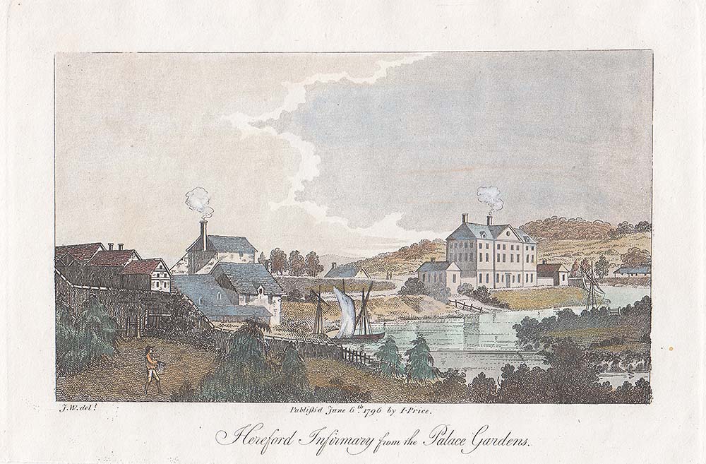Hereford Infirmary from the Palace Gardens.