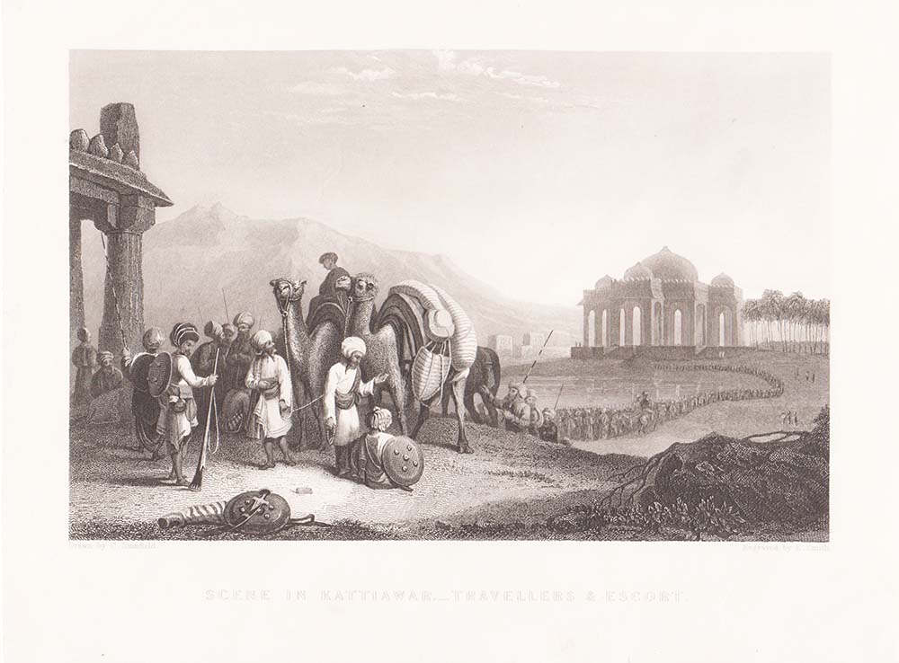 Scene in Kattiwar - Travellers and Escort.