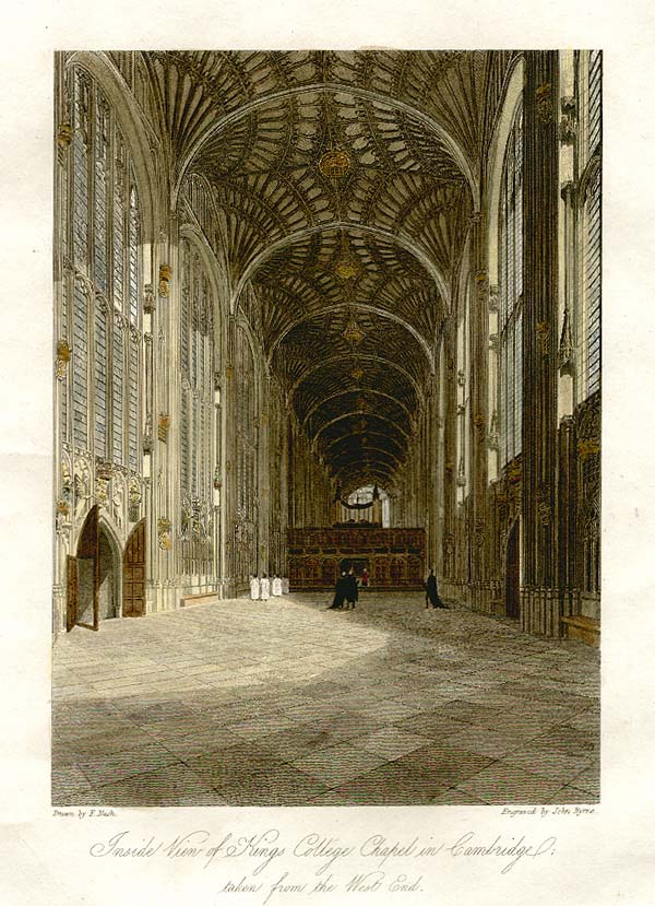 Inside view of King's College Chapel in Cambridge taken from the West End