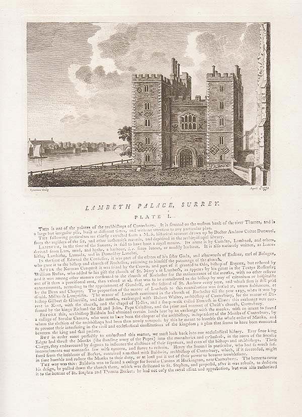 Lambeth Palace Surrey  Plate I