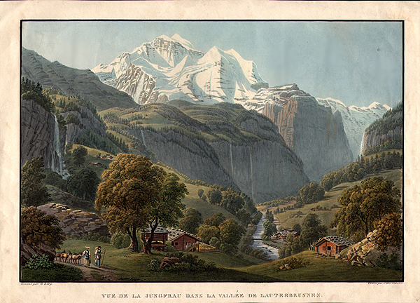 Vue de la Jungfrau dans la Valle de Lauterbrunnen 