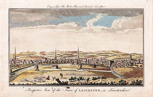 Perspective View of the town of Leicester in Leicestershire 