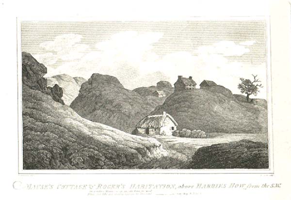 Mause's Cottage and Roger's Habitation above Habbies How from the SW 