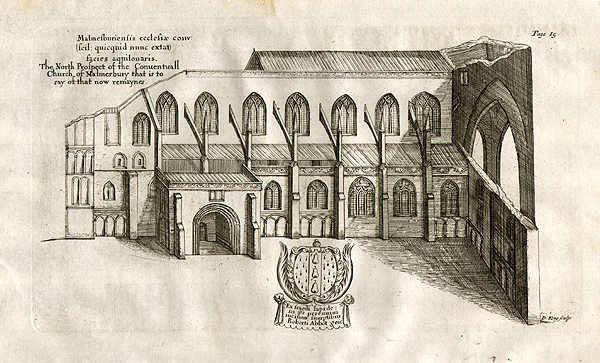 The North Prospect of the Conventuall Church of Malmesbury that is to say of theat now remaynes